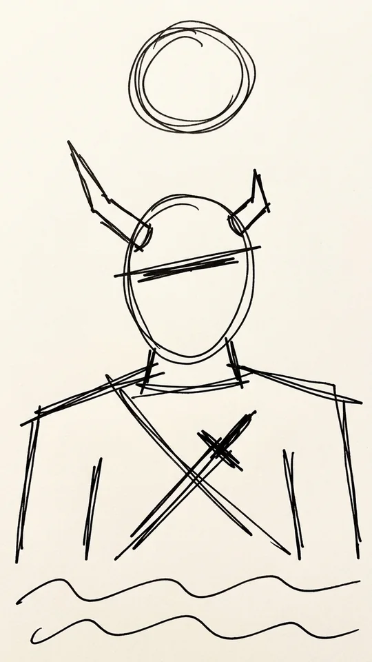 Hand-drawn rough finger sketch on warm cream paper